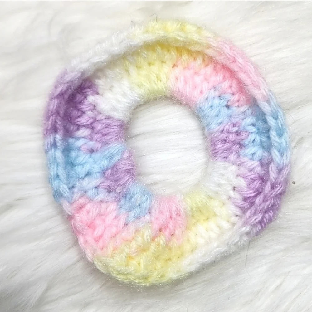 Handmade Textured Crocheted Scrunchies Ponytail Holder Hair Tie Set Of 4 - New
